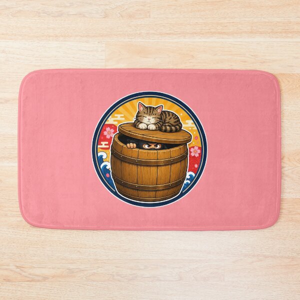 Item preview, Ninja Hiding in Barrel with Sleepin Cat | Japanese Comic designed and sold by Aguri-tei.