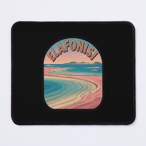Item preview, Elafonisi Vintage Travel Sticker – Retro Crete Pink‑Sand Lagoon Illustration designed and sold by stickercuffs.