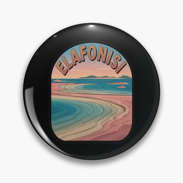 Item preview, Elafonisi Vintage Travel Sticker – Retro Crete Pink‑Sand Lagoon Illustration designed and sold by stickercuffs.