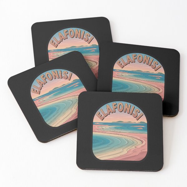 Item preview, Elafonisi Vintage Travel Sticker – Retro Crete Pink‑Sand Lagoon Illustration designed and sold by stickercuffs.
