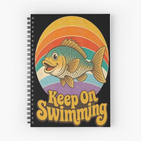 Item preview, Funny Sarcastic Vintage Retro 70s Groovy Keep On Swimming Rainbow Fish T-Shirt designed and sold by ElkasDesign.
