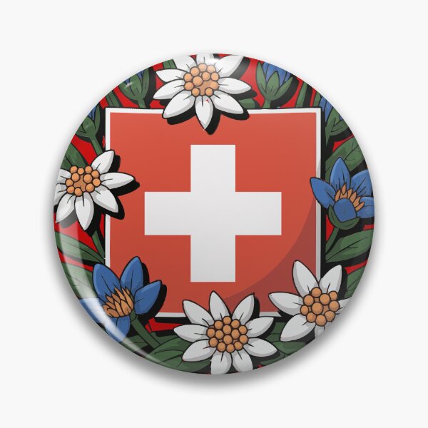 Item preview, Swiss Flag Edelweiss Gentian Alpine Hiker Design designed and sold by AntiqueImages.