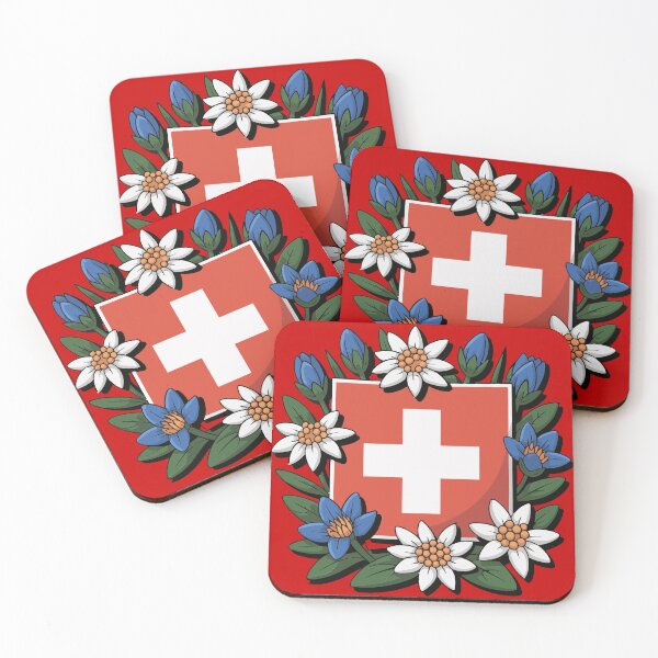 Artikelvorschau, Schweizer Flagge Edelweiß Enzian Alpenwanderer Design entworfen und verkauft von AntiqueImages.
