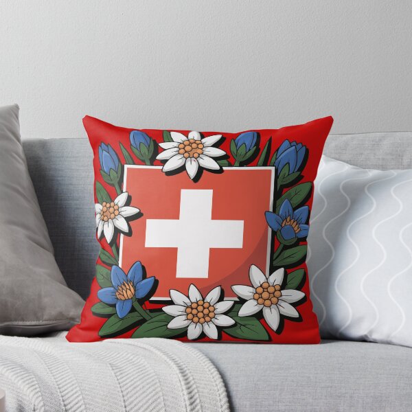 Item preview, Swiss Flag Edelweiss Gentian Alpine Hiker Design designed and sold by AntiqueImages.