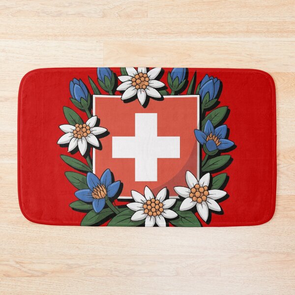 Item preview, Swiss Flag Edelweiss Gentian Alpine Hiker Design designed and sold by AntiqueImages.