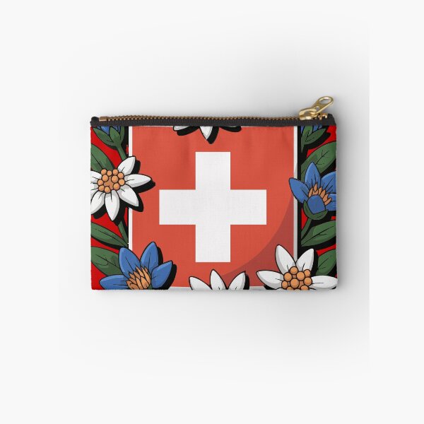 Item preview, Swiss Flag Edelweiss Gentian Alpine Hiker Design designed and sold by AntiqueImages.