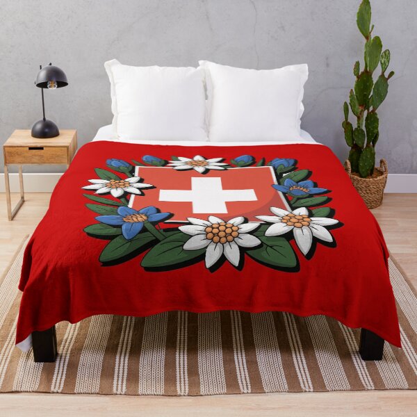 Item preview, Swiss Flag Edelweiss Gentian Alpine Hiker Design designed and sold by AntiqueImages.