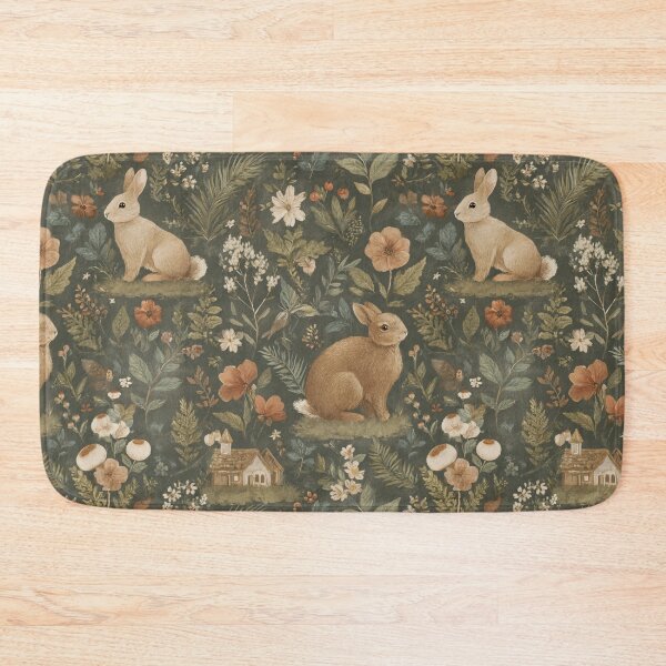 Item preview, Woodland Rabbit Garden Pattern | Vintage Cottagecore Bunnies & Wildflowers designed and sold by Bound for Wonder.
