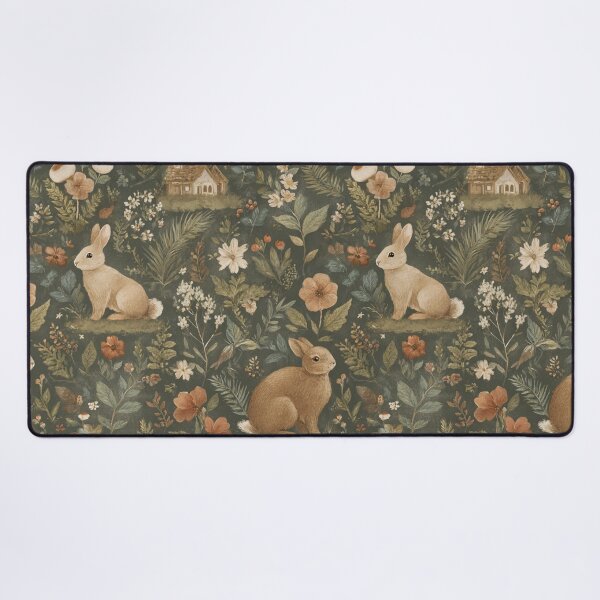 Item preview, Woodland Rabbit Garden Pattern | Vintage Cottagecore Bunnies & Wildflowers designed and sold by Bound for Wonder.