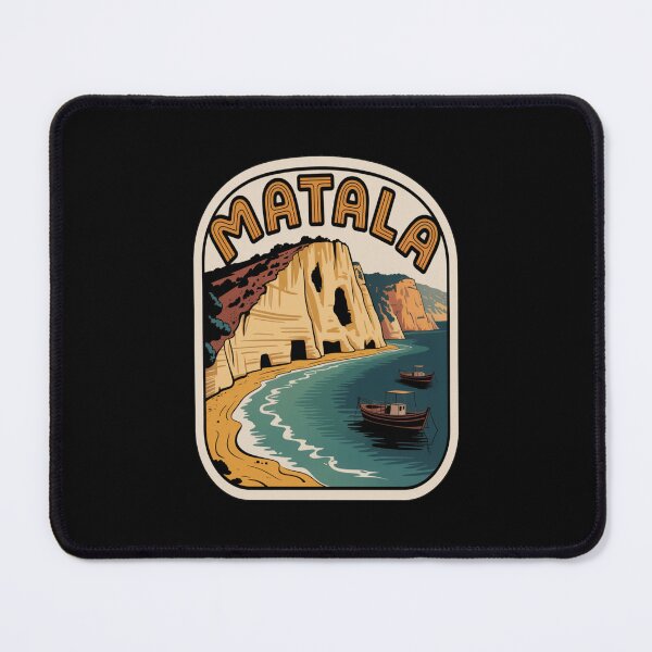 Item preview, Matala Vintage Travel Sticker – Retro Crete Cliffside Cave Illustration designed and sold by stickercuffs.