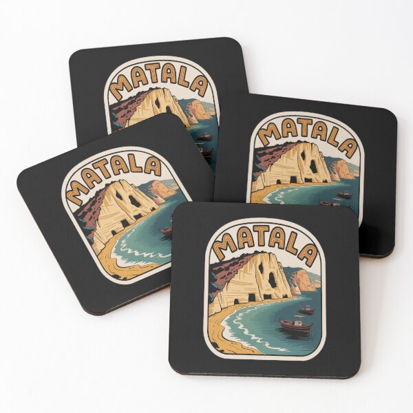 Item preview, Matala Vintage Travel Sticker – Retro Crete Cliffside Cave Illustration designed and sold by stickercuffs.