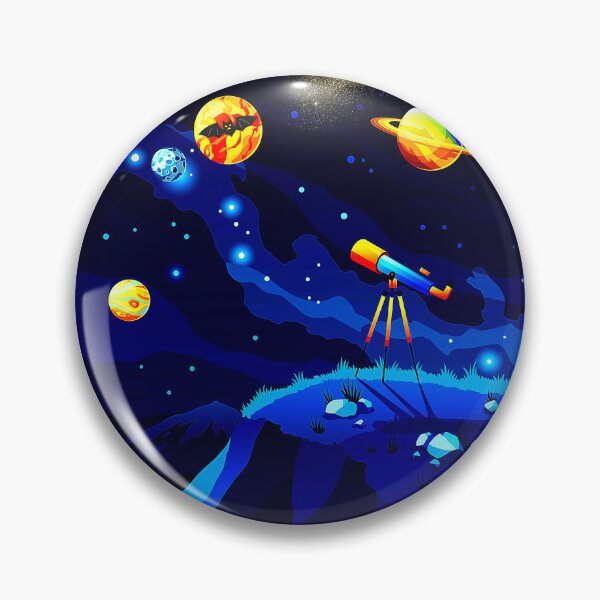 Item preview, Colorful Space Planets with telescope cartoon art  designed and sold by FahdSpaceArt.