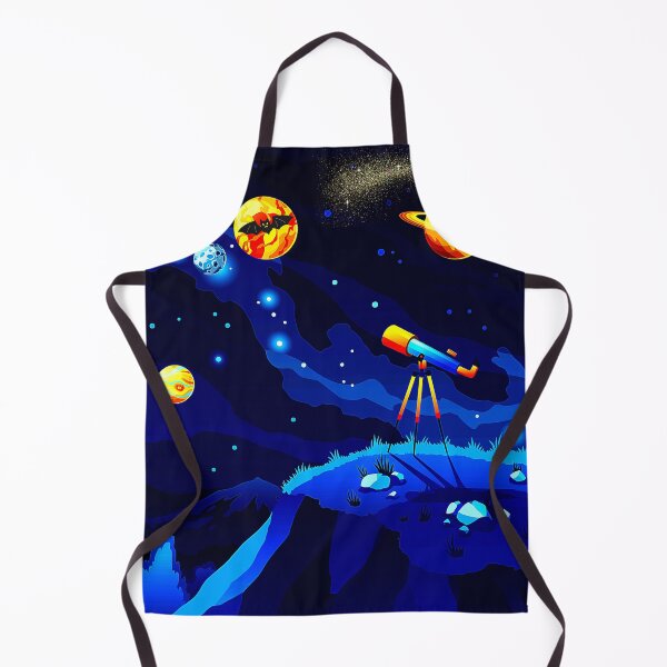 Item preview, Colorful Space Planets with telescope cartoon art designed and sold by FahdSpaceArt.