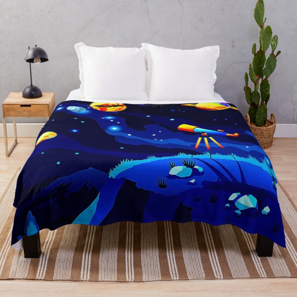 Item preview, Colorful Space Planets with telescope cartoon art designed and sold by FahdSpaceArt.
