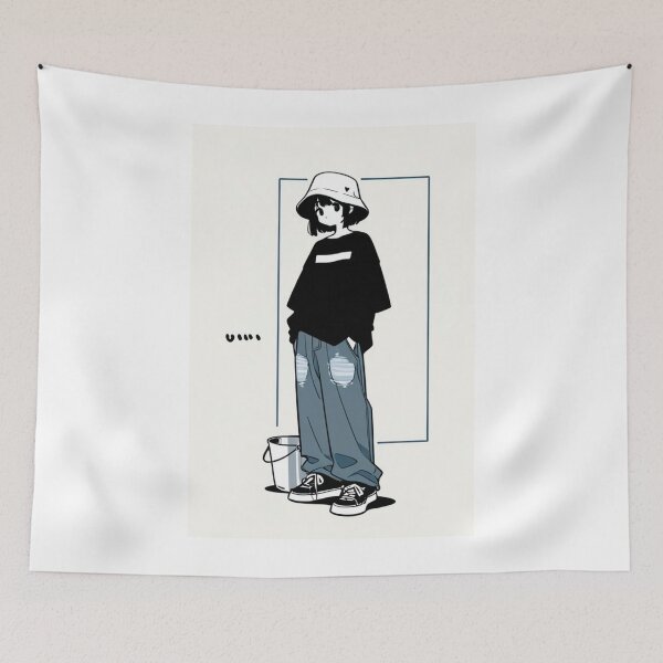 Item preview, Fashion - Man in Black Top Bucket Hat Baggy Jeans Streetwear Anime Variant 4 designed and sold by AnimeShin.