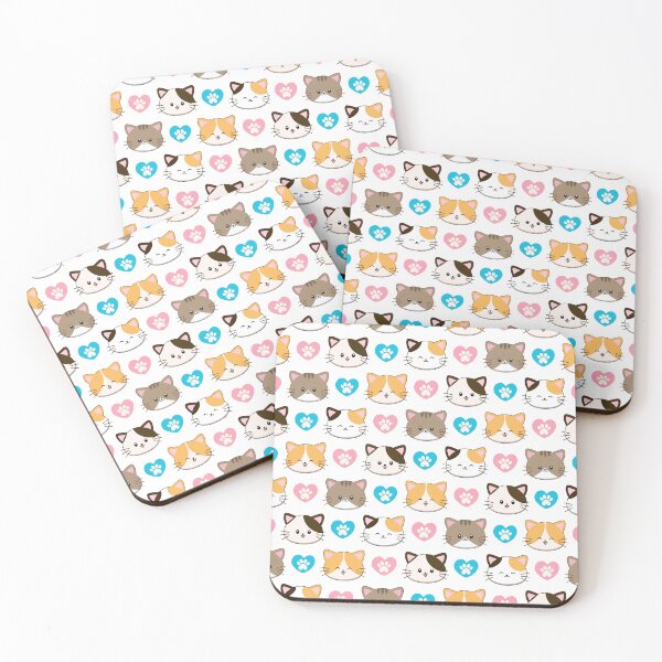 Item preview, Cute Kawaii Kitten Paw Hearts Repeat Pattern designed and sold by MedusaGialla.