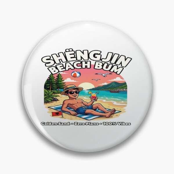 Item preview, Shëngjin Beach Bum T-Shirt – Golden Sand, Zero Plans, 100% Vibes Funny Albania Beach Vacation Design designed and sold by Sushikidsntod.