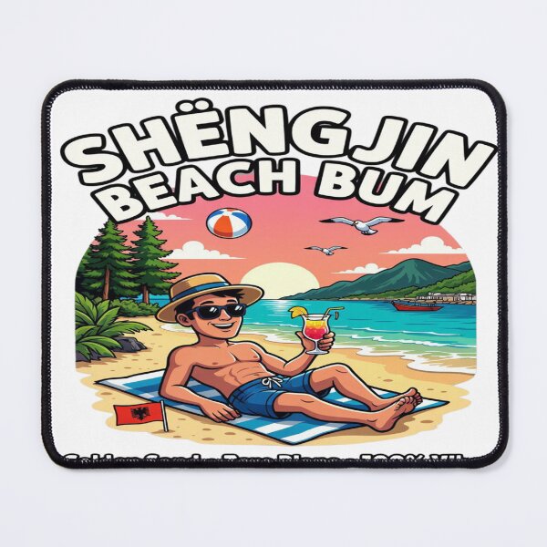 Item preview, Shëngjin Beach Bum T-Shirt – Golden Sand, Zero Plans, 100% Vibes Funny Albania Beach Vacation Design designed and sold by Sushikidsntod.