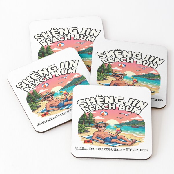 Item preview, Shëngjin Beach Bum T-Shirt – Golden Sand, Zero Plans, 100% Vibes Funny Albania Beach Vacation Design designed and sold by Sushikidsntod.