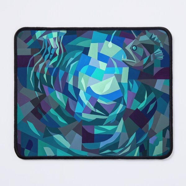 Item preview, Abstract Geometric Ocean Tides | Retro Cubist Marine Mosaic | Avant-Garde Coastal Teal and Amber Art designed and sold by SergioMiklos.