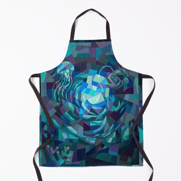 Item preview, Abstract Geometric Ocean Tides | Retro Cubist Marine Mosaic | Avant-Garde Coastal Teal and Amber Art designed and sold by SergioMiklos.