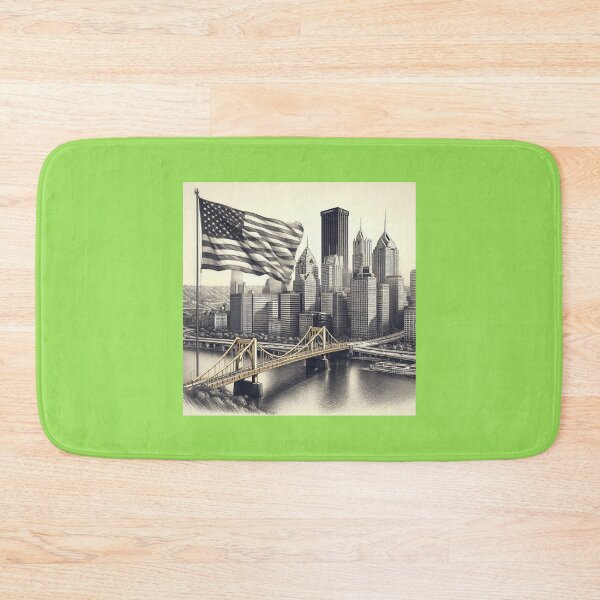 Item preview, Pittsburgh Skyline Sketch With American Flag   designed and sold by PaintMeWorld.