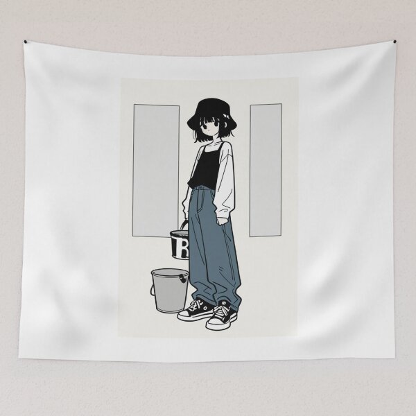 Item preview, Fashion - Man in Black Top Bucket Hat Baggy Jeans Streetwear Anime Variant 5 designed and sold by AnimeShin.