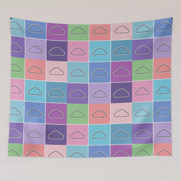 Item preview, Pink patchwork with clouds designed and sold by uunaa.
