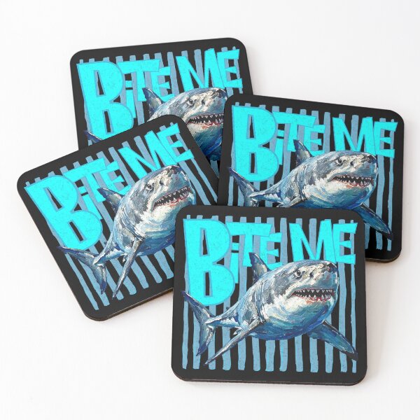 Item preview, Bite Me Great White Shark Impasto Art designed and sold by EvrmoodCo.