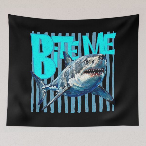 Item preview, Bite Me Great White Shark Impasto Art designed and sold by EvrmoodCo.