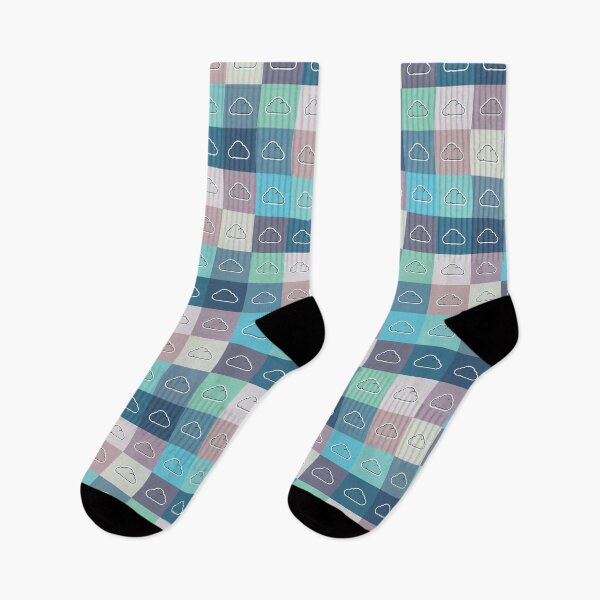 Item preview, Blue patchwork with clouds designed and sold by uunaa.