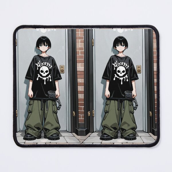 Item preview, Fashion - Man in Black Top Cargo Pants Chain Wallet Streetwear Anime Variant 2 designed and sold by AnimeShin.