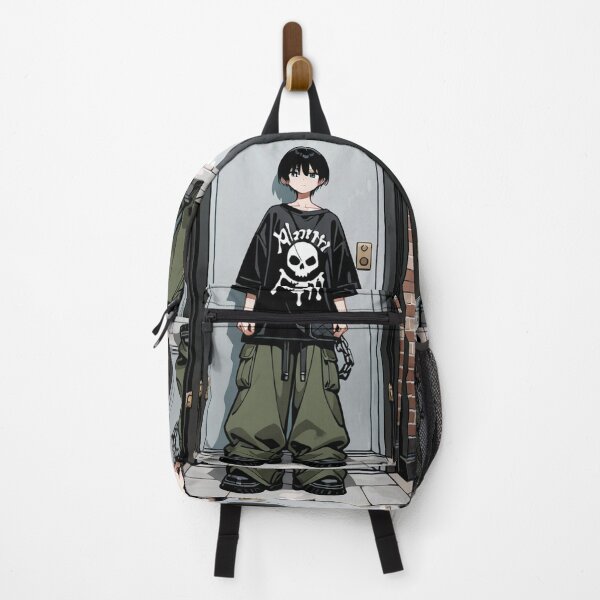Item preview, Fashion - Man in Black Top Cargo Pants Chain Wallet Streetwear Anime Variant 2 designed and sold by AnimeShin.