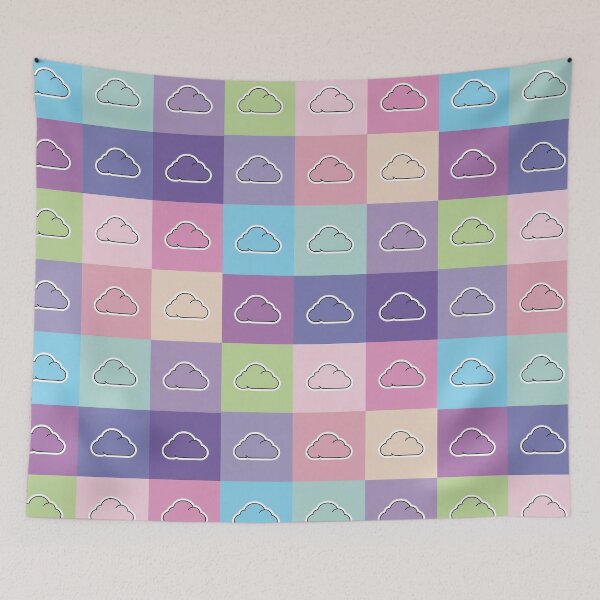 Item preview, Colorful patchwork with clouds designed and sold by uunaa.