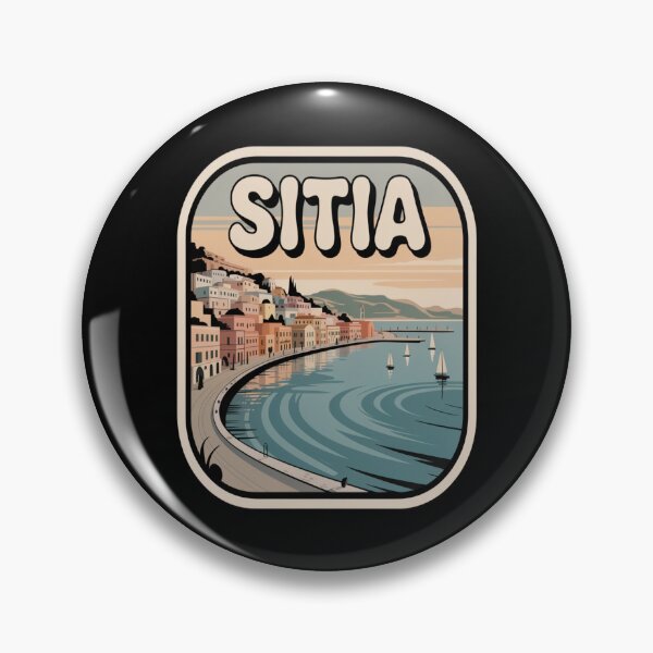 Item preview, Sitia Vintage Travel Sticker – Retro Crete Harbour Illustration designed and sold by stickercuffs.