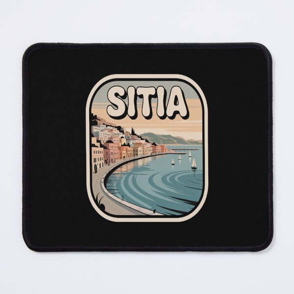 Item preview, Sitia Vintage Travel Sticker – Retro Crete Harbour Illustration designed and sold by stickercuffs.