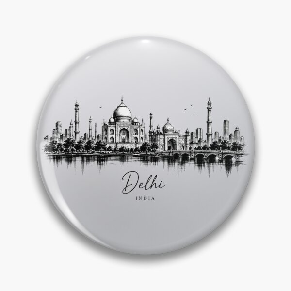 Item preview, Delhi India Vintage Skyline Architecture Art by Vintry off. designed and sold by VintryOff.