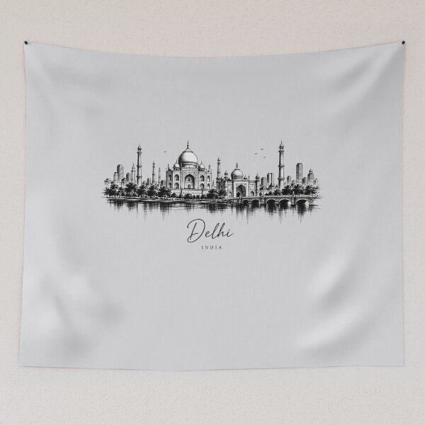 Item preview, Delhi India Vintage Skyline Architecture Art by Vintry off. designed and sold by VintryOff.