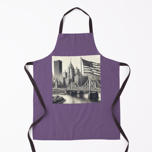 Item preview, Pittsburgh Skyline Sketch With American Flag designed and sold by PaintMeWorld.