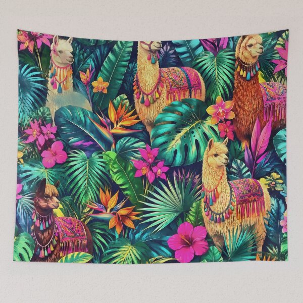 Item preview, Llama Jungle Dreams Seamless Surface Pattern designed and sold by taiche.