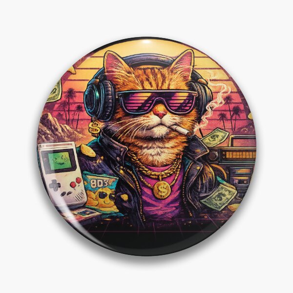 Item preview, Retro Synthwave Cat - 80s Vaporwave Neon Digital Art designed and sold by Estudio-Ph.