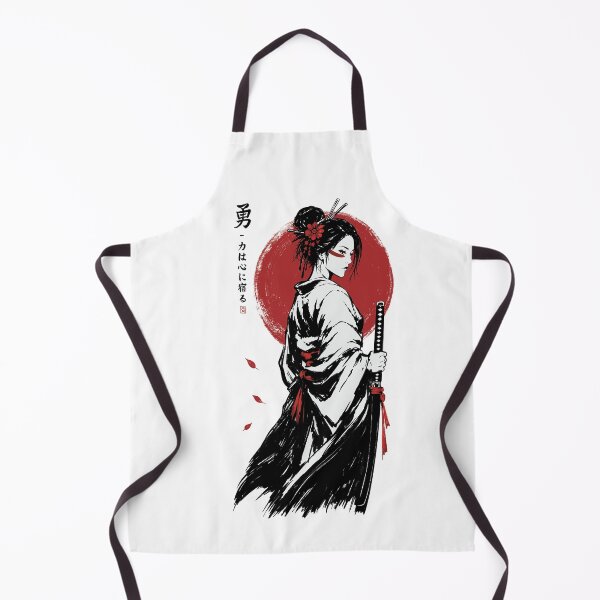 Item preview, Japanese Samurai Woman with Katana | Red Sun Geisha Warrior Art Print designed and sold by MonNoir.