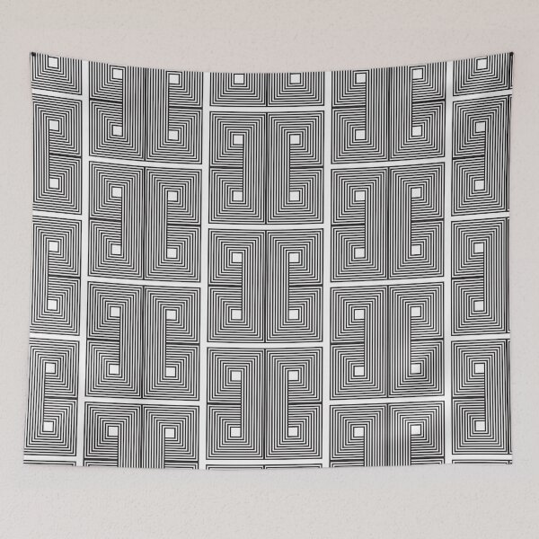 Item preview, Black and White Geometric Maze Pattern designed and sold by reanacreations.
