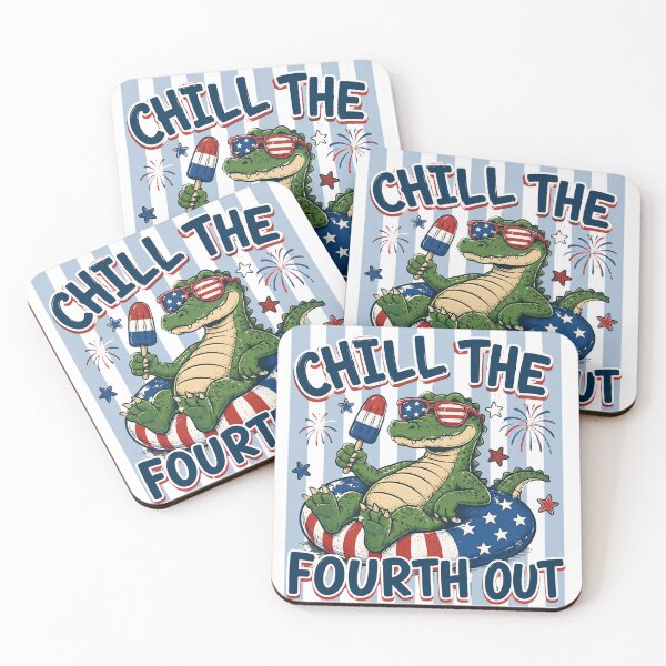 Item preview, Retro Striped Chill The Fourth Out Crocodile Funny 4th Of July Gator Art designed and sold by VGAfanatic.