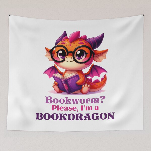 Item preview, Bookworm? Please, I’m a Bookdragon! Cute Reading Dragon Design designed and sold by NightSpell.