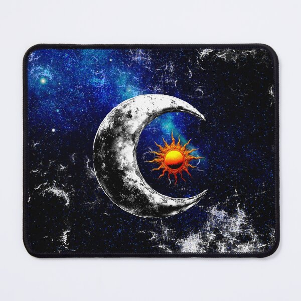 Item preview, crescent moon holding burning sun space art designed and sold by FahdSpaceArt.
