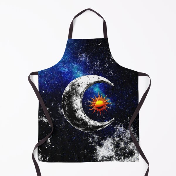 Item preview, crescent moon holding burning sun space art designed and sold by FahdSpaceArt.
