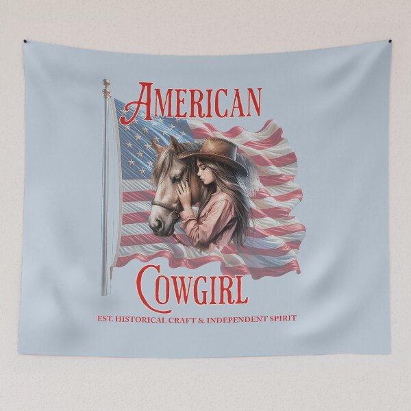 Item preview, American Cowgirl Western Heritage Patriotic Flag & Horse Art designed and sold by legacylivingshop.