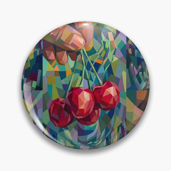 Item preview, Abstract Cubist Cherries | Retro Geometric Fruit Mosaic | Avant-Garde Teal and Crimson Kitchen Decor designed and sold by SergioMiklos.