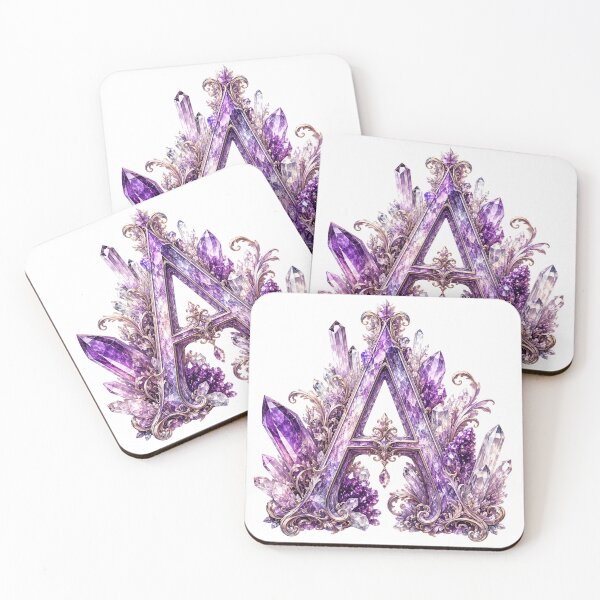 Item preview, Amethyst Crystal Letter A Monogram designed and sold by JustResultsCo.
